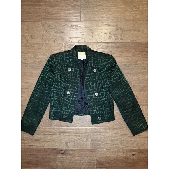 Alberto Makali Jackets & Blazers - Vintage Alberto Makali Sport‎ Cache Green Alligator Print Cropped Blazer Size 12